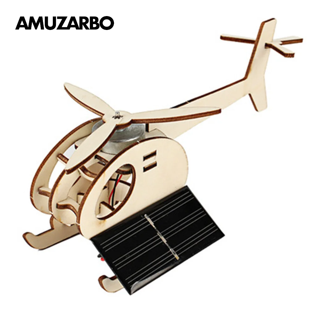 Solarstrom Aus Holz Hubschrauber Flugzeug Spielzeug Kinder Pädagogisches, 
