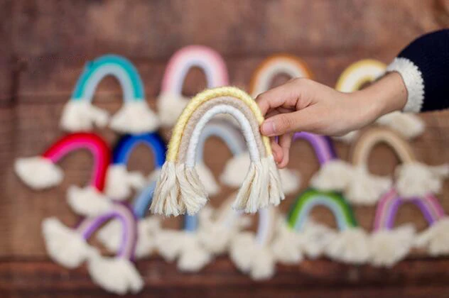 Ylsteed Newborn Photo Props Hand Made Cotton Rainbow Style Rope Home Deco Newborn Photography Accessories Baby Picture Idea