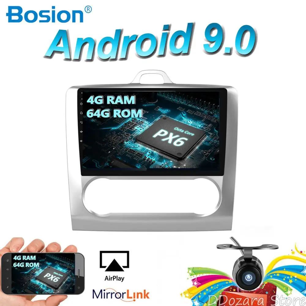 

1 Din Car Multimedia Player 9inch GPS Navigation Android 9.0 for Ford for Focus 2006 2007 2008 2009 2010 2011 4G+64G 8 Core