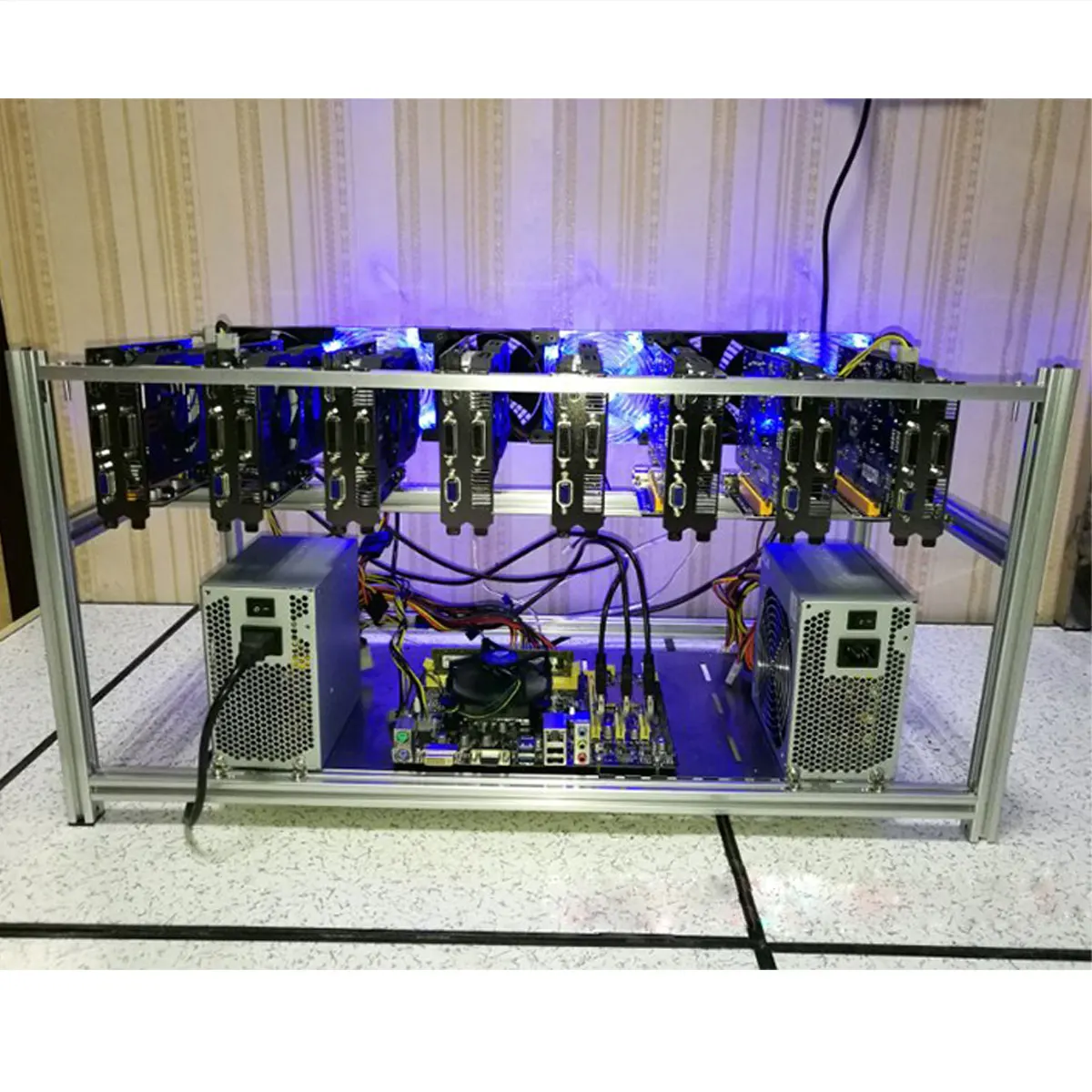 Открытая горная установка нестекируемая рамка чехол 6 светодиодный вентилятор для 8 GPU ETH BTC эфириума компьютерный горный чехол рамка Серверный корпус