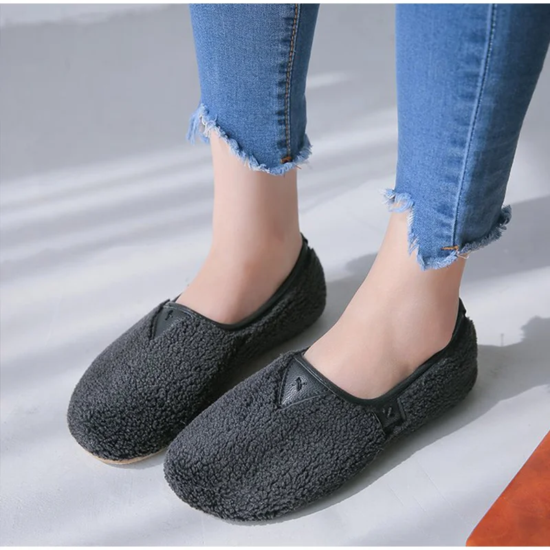 Women Winter Shoes Woman Plush Warm Loafers Female Slip On Flat Women's Soft Comfortable Ladies Casual Shallow Lazy Footwear