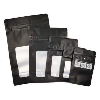 

100 pcs Smell Proof Mylar Stand Up Window Zip Lock Pouch Cookies Gummy Candy Packaging Pouches Child Resistant Exit Bag