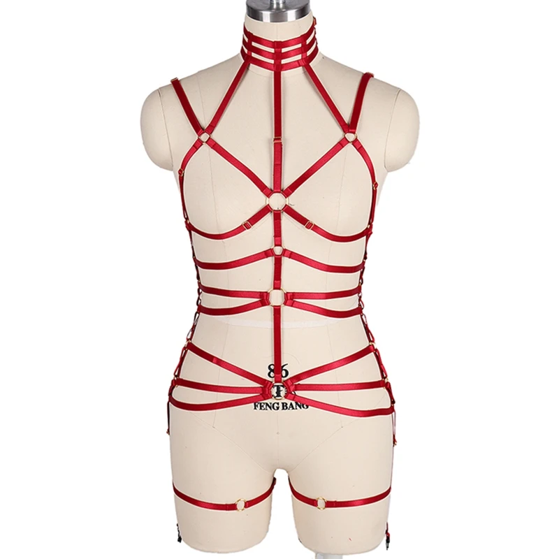 MLCN0026WINERED Цельный бюстгальтер с бретельками на груди, эластичный пояс, подвязки, Чулки с подтяжками, готический стиль, регулируемое сексуальное женское белье - Цвет: MLCN0026WINERED