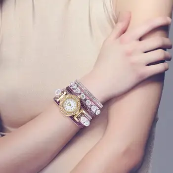 

PU Leather Strap Bracelet Watches Environmental Protection and Non-fading Women Analog Quartz Fashion Wristwatch Jewelry