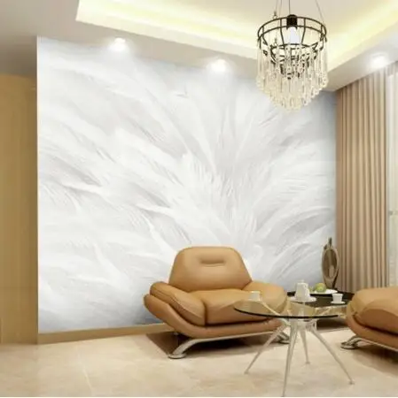 3D задыхающиеся простые современные фото обои настенные фрески элегантный белый серый цвет Настенная роспись летающие перья абстрактная Скандинавская стена