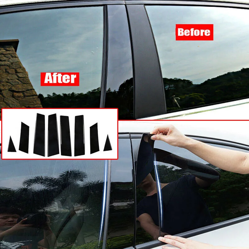 

8pcs Car Window Pillar Trim Moulding Black High Quality For NISSAN Qashqai 2016-2018 Auto Window Pillar Trim Stickers