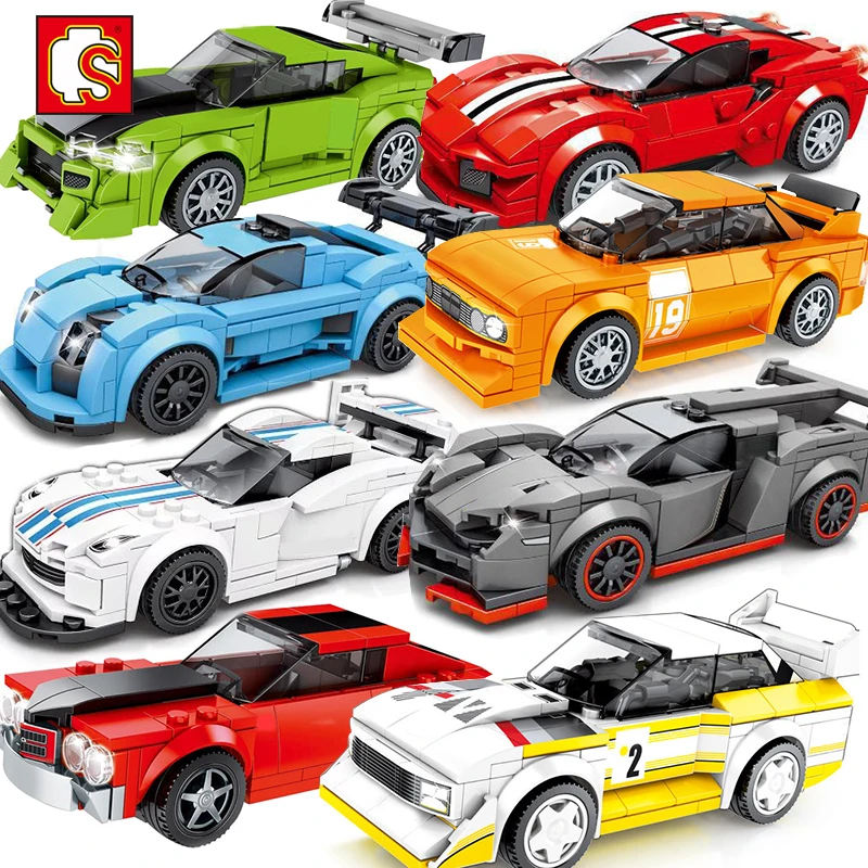 Sembo-bloques de construcción de coches de carreras para niños, juguete técnico de construcción de vehículos de ciudad, modelo de coches de carreras de velocidad, Moc