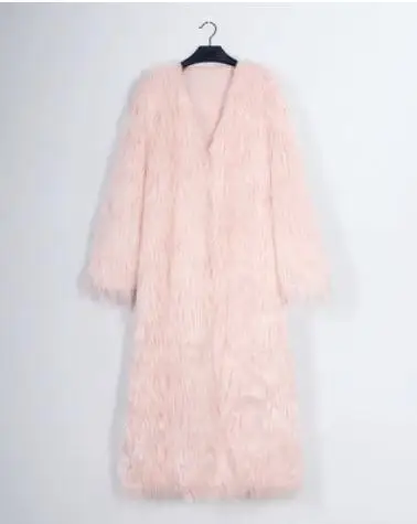 

Womens Long Floating Hair Jacket Autumn Winter Imitation Hairy Fur Overcoat Large Size Fashion Female Fake Fur Outwears K1170