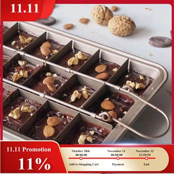 

1PC Non-Stick Chocolate Cake Mold Carbon Steel Brownie Baking Pan Thick Square Lattice Molds Bakings Tool With Free Quality Clip