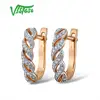 VISTOSO Gold Earrings For Lady 14K 585 Rose Gold Sparkling Luxury Eternal Diamond Earrings Wedding Band Anniversary Fine Jewelry ► Photo 2/6