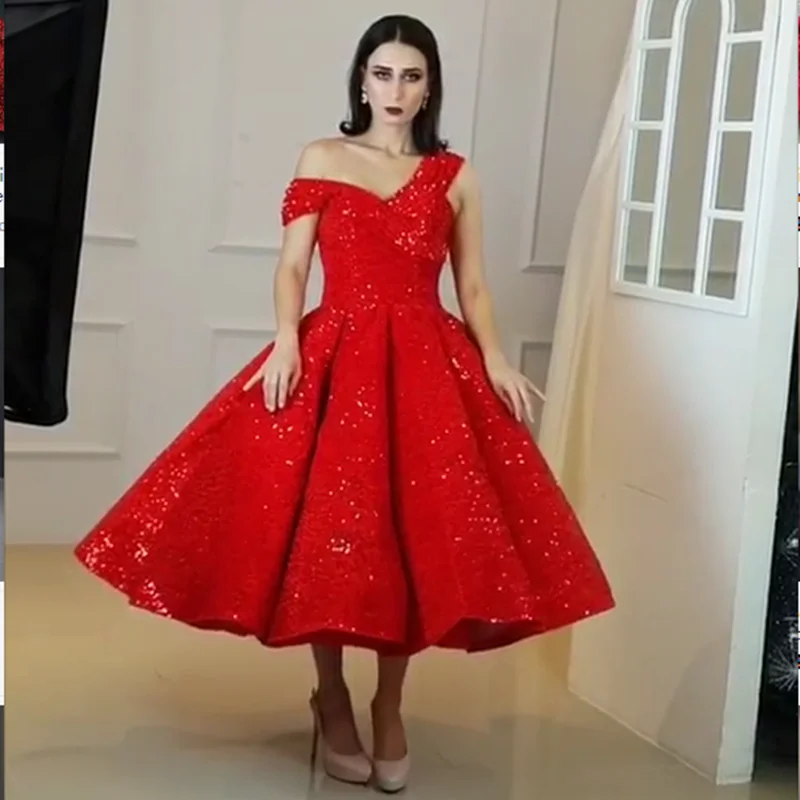 Newest 2020 Red Luxury One Shoulder Wedding Dresses Real Photo Sequined Fashion High-end Vintage Bridal Gown robe de bal WD30620 | Свадьбы и