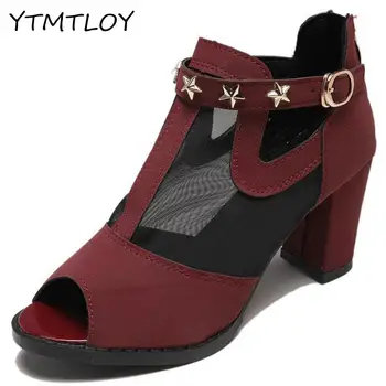 

New fashion show Black Sexy high heel sandals pumps zip peep Toe Sandals Sandalias Romanas De Mujer Designer Luxury Shoes