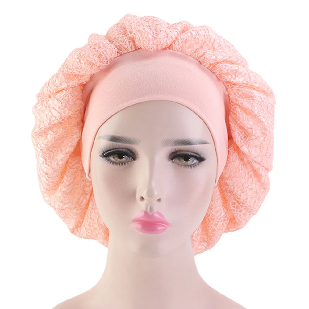 

Women Double Layer Hair Accessories Sleeping Cap Mesh Wrap Elastic Home Wide Brimmed Cover Dome Care Extra Large Night