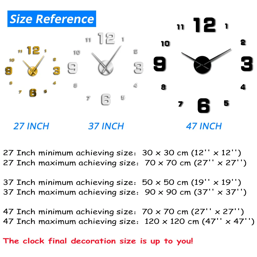 Большие Безрамные настенные часы «сделай сам», беззвучные зеркальные наклейки, современные гигантские настенные часы, не тикающие для гостиной, спальни, кухни
