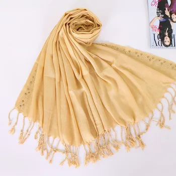 

Cotton Wool Rhinestone Scarf Scarves Malaysia Popular Gold Wire Thread Woman Hijabs Muslim Islamic Hijab Headscarf Turban Femme