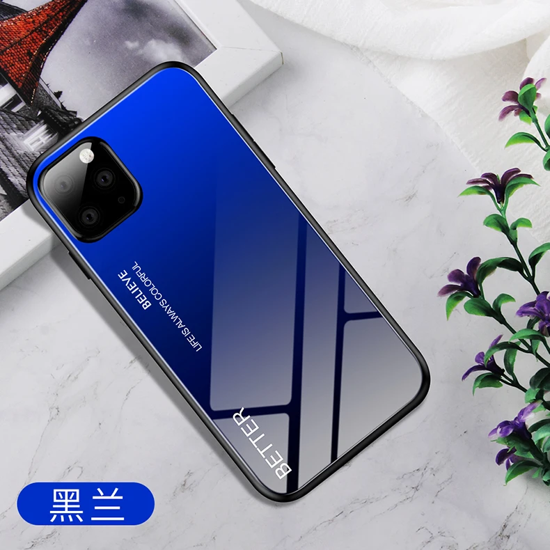 100 шт/партия градиентный чехол из закаленного стекла для iphone 11 11Pro 11Pro Max XS XR XS MAX 8 8 PLUS 7 7PLUS