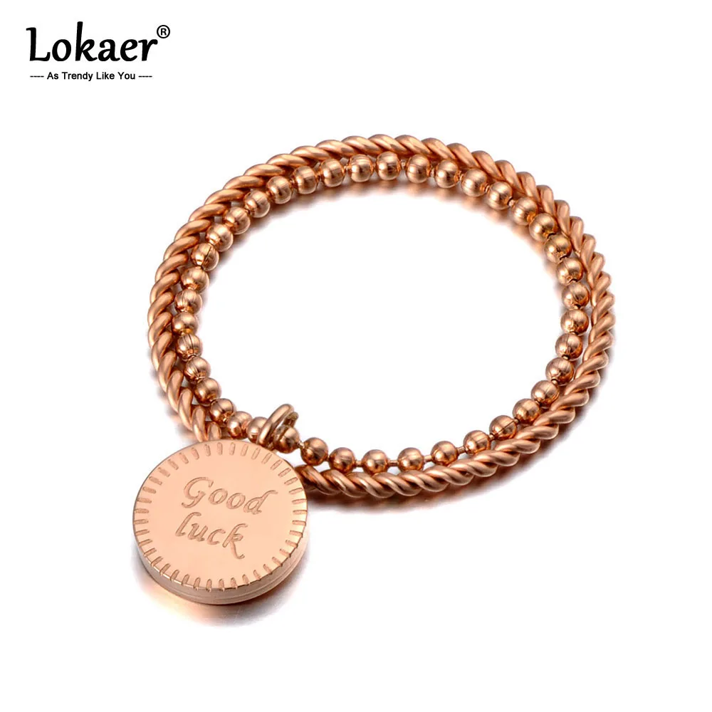 Lokaer Мода из нержавеющей стали удачи кольца для женщин обувь девочек в богемном