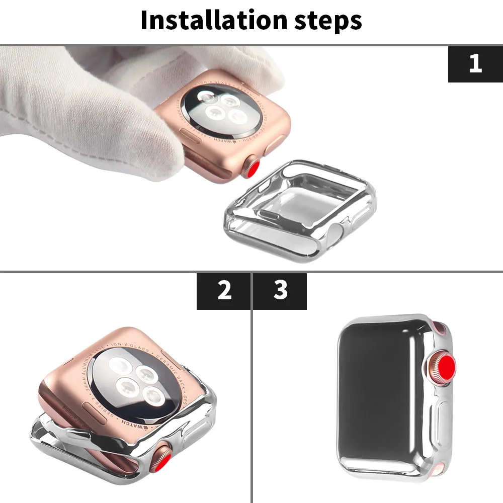 Чехол для часов Apple Watch Series 3 2 мягкий чехол из ТПУ и искусственной кожи iWatch 38 мм 42
