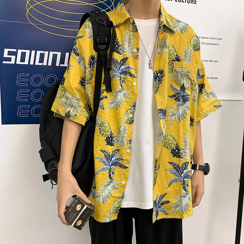 

2020 Summer Shirts Printed Hawaiian Beach Shirt for Men Short Sleeve 3XL camisas Shirts Mens Holiday Vacation Men Clothing