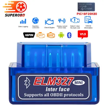 Koop OBD2 Scanner ELM327 Bluetooth Wifi V1.5 met PIC18F25K80 Diagnostic obd2 bluetooth obd ii ELM 327 Voor Android PC diagnose tool