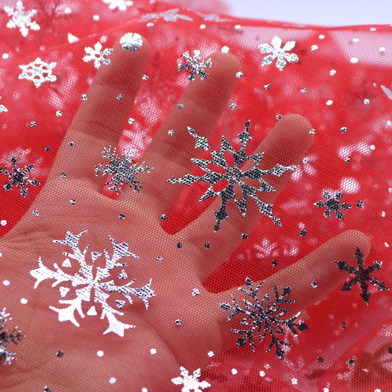 150*100cm Snowflake Tulle Rainbow Silver Snow Star DIY Handmade Fabric for Baby Dress Wedding Birthday Bouquet Supplies