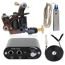 Hot Sale Coil Tattoo Machine Gun Kit Set with Tattoo Power Supply Foot Switch Pedal Clip Cord for Tattoo Beginner Supplies