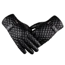 Мужские зимние уличные спортивные кожаные перчатки ветрозащитные водонепроницаемые теплые варежки плюс бархатные толстые нескользящие перчатки для сенсорного экрана