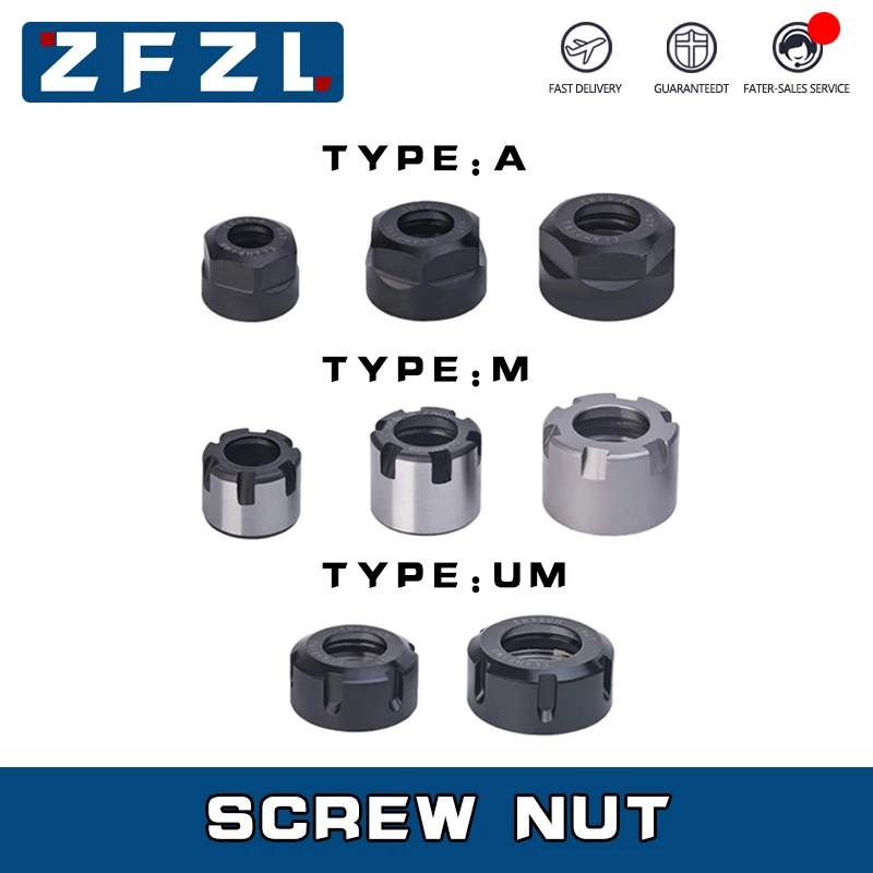 1pcs spring collet nut ER8 ER11 ER16 ER20 ER25 ER32 ER40-A type M type UM chuck nut for CNC machining center