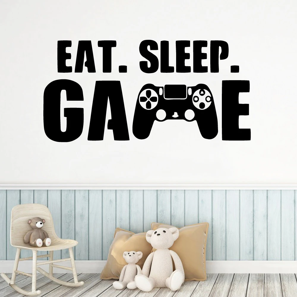 Наклейка на стену для геймера Eat Sleep Game контроллер видео игра наклейки по