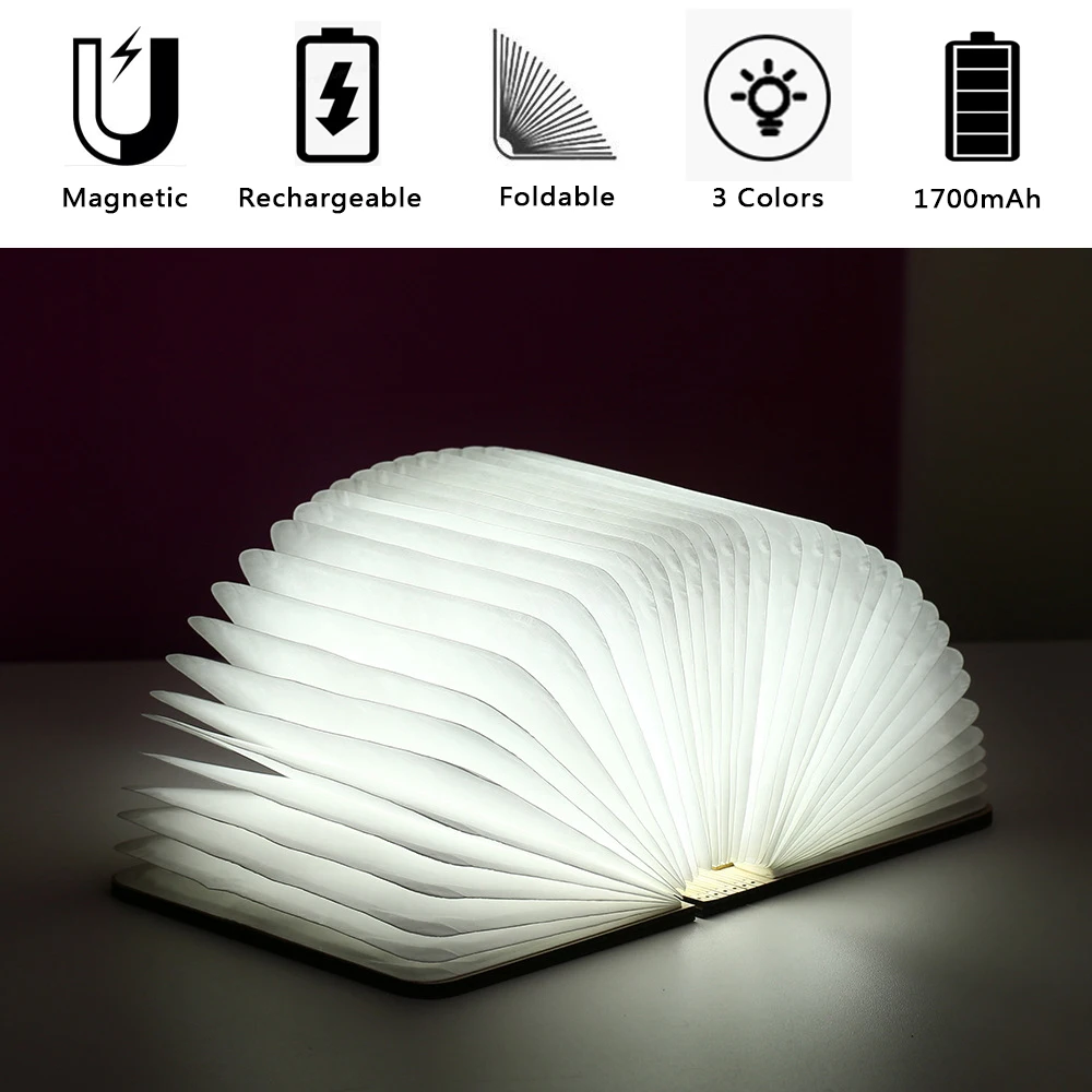 3D Creative Wooden LED Foldable Desk Book Night Light/Lamp Book Accessories Book Lights Home & Garden Lamps Lighting Night Lights & Ambient Lighting Office Supplies