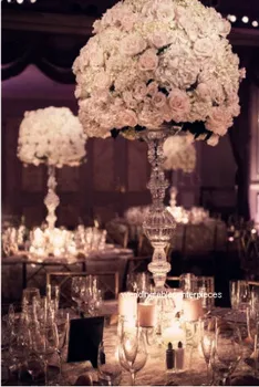 

75cm tall)10pcs new elegant tall gold clear acrylic crystal with metal flower stand for wedding table centerpiece decoration