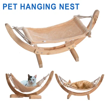 

DIY Bed Pet Dog Hammock House Wooden Frame Lazy Mat Comfortable Cushion Lounge DC120