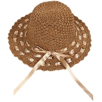 

Women Straw Hat Summer Handmade Crochet Ladies Straw Hat Summer Hollow Sun Cap Can Be Folded Beach Hat