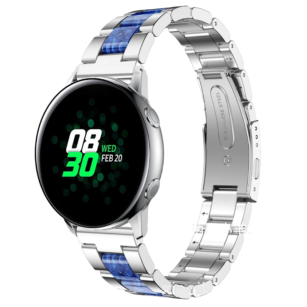 20 мм ремешок для Galaxy Watch Active 2 полосы/Ticwatch E/huawei часы 2/Garmin Vivoactive 3 браслет из нержавеющей стали