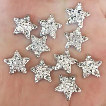

125Pcs Shiny Resin 16mm Silver Star Flatback Rhinestone Clothing Applique Scrapbook Jewelry DIY Craft Supplies OF216