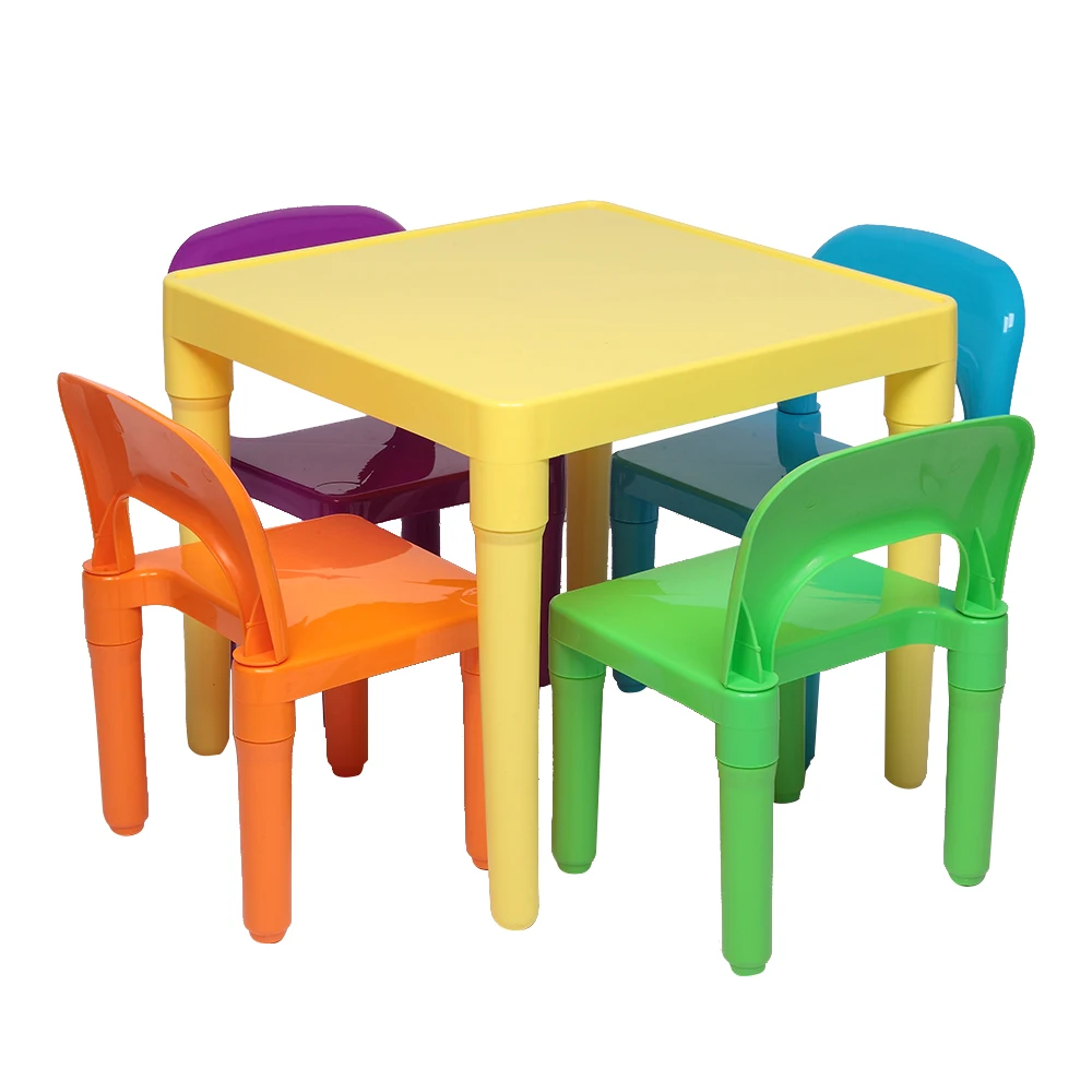 2020 Plastic Children Table And Chair Set One Desk And Four Chairs Furniture Sets Dinner Kids Chair And Study Table Sets