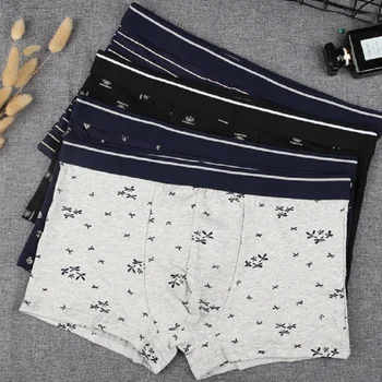 

4pcs men's underwear cotton boxer briefs mid waist comfortable and breathable men's boxer pants