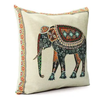 

New Indian Knitted Elephant Cotton Linen Throw Pillow Case Cushion Cover Decor