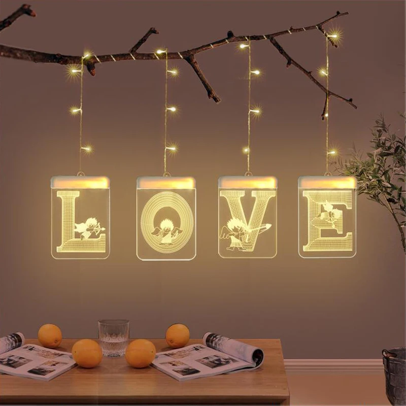 LED Light String 3D USB Festival Christmas Decoration Family Christmas String 3D Light String Sturdy Romantic