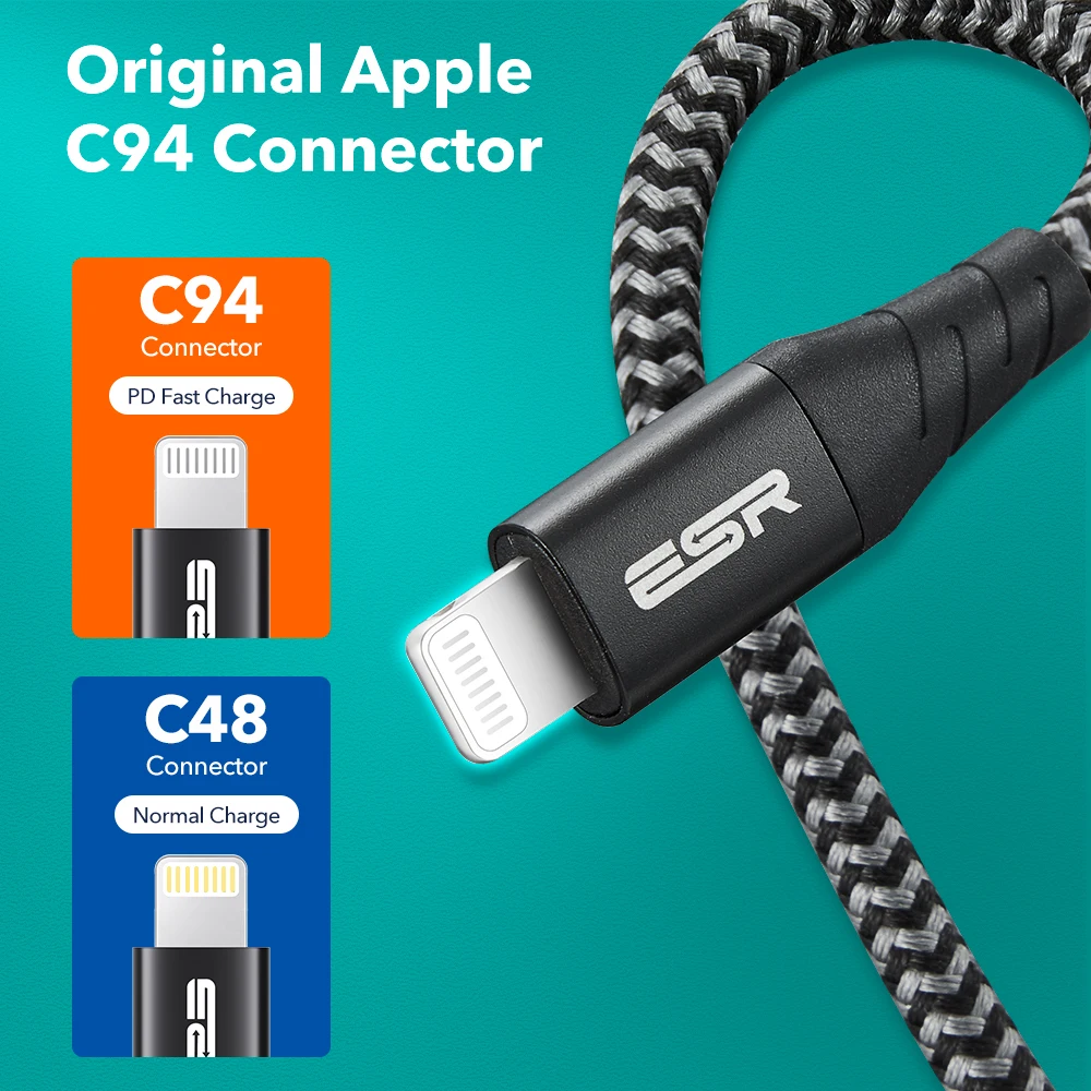 ESR USB C to Lightning MFi PD Charging Cable Nylon Braided - 2M Pakistan BrandTech.pk