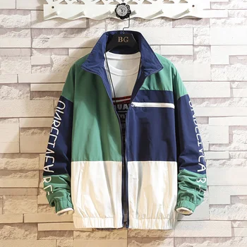 

Spring Vintage Men Jackets Autumn Retro Windbreaker Jacket Men Streetwear Hip Hop Patchwork Color Bomber Jackets Coats