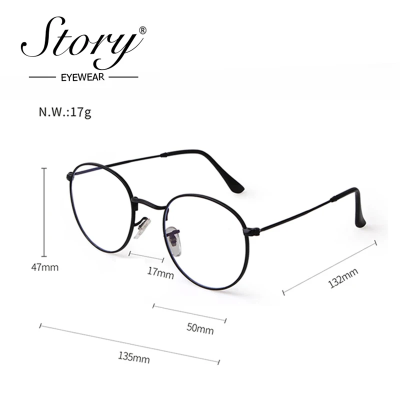 Story retro round blue light blocking glasses women 2020 brand designer computer eye glasses vintage gold glasses frame PS3447Q 5