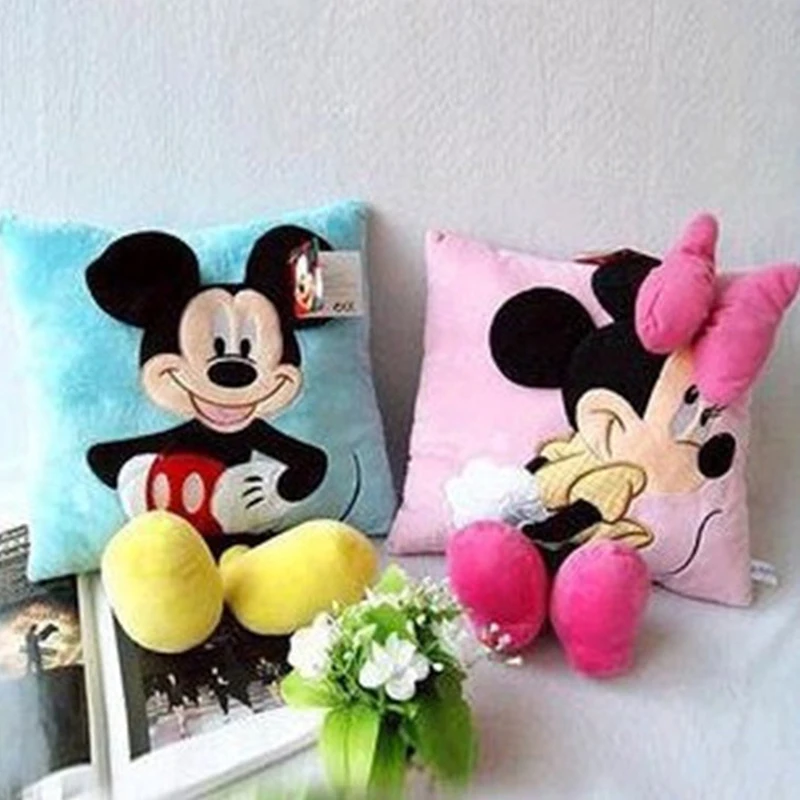 

35cm 3D Mickey Minnie Mouse Pillow Plush Cushion Gifts For Children Home Decorations Plush Toys Kids