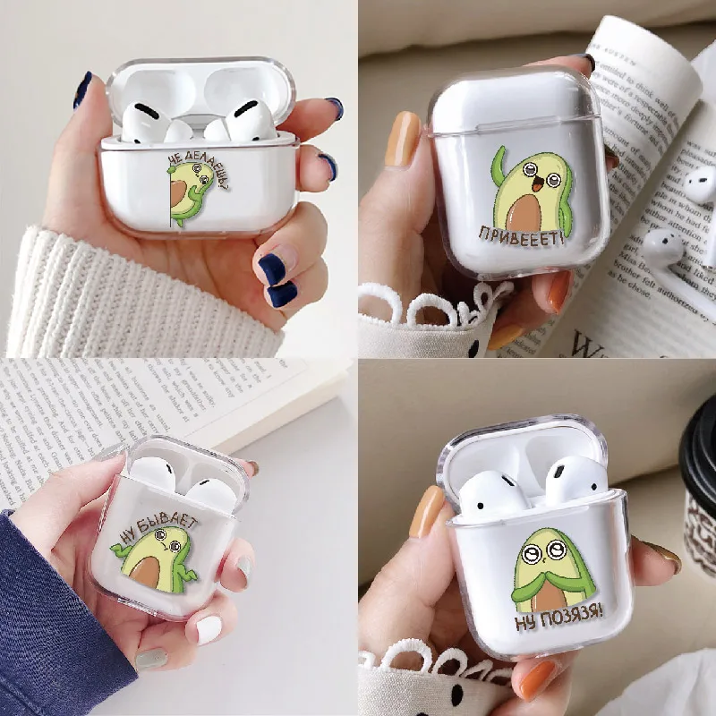 Avocado Memes Russian Quote Earphone Case For Apple iPhone Charging Box AirPods Pro Hard Transparent Protective Cover | Мобильные
