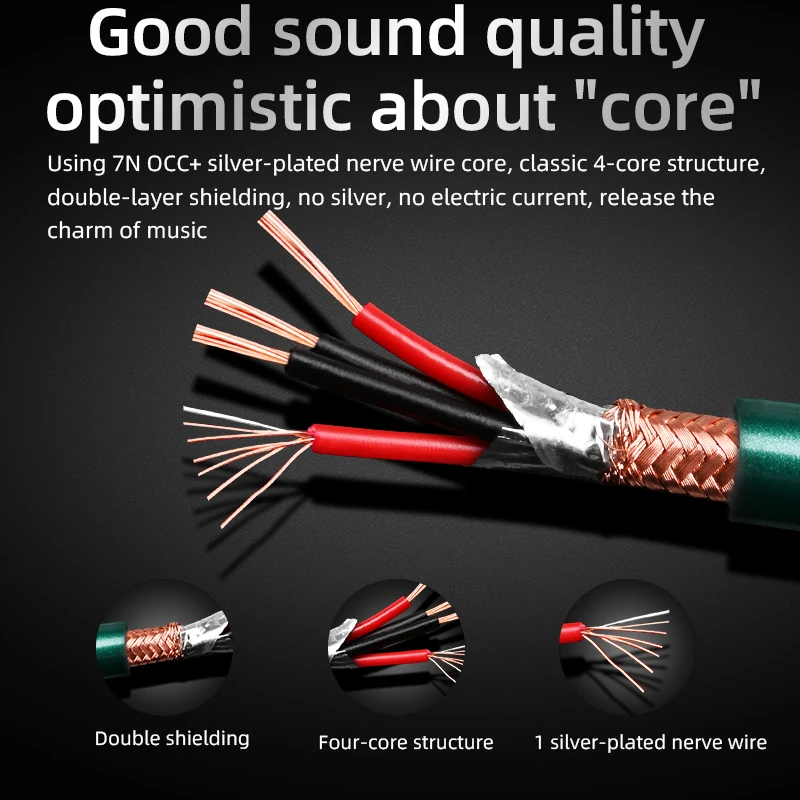 Premium Hi-Fi RCA Interconnect Audio Signal Cable with OCC Core and Double Shielding