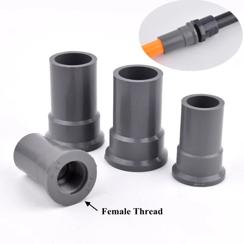 

1pc 1/2"~2" Female Thread To 20~63mm PVC Pipe Connector Garden Watering Irrigation Water Tube Joint Aquarium Fish Tank Fittings