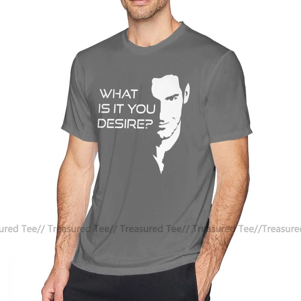 Футболка Lucifer, футболка Lucifer Morningstar What Is It You Desire, 4xl, футболка с коротким рукавом, футболка с принтом, 100 хлопок, забавная футболка - Цвет: Dark Grey