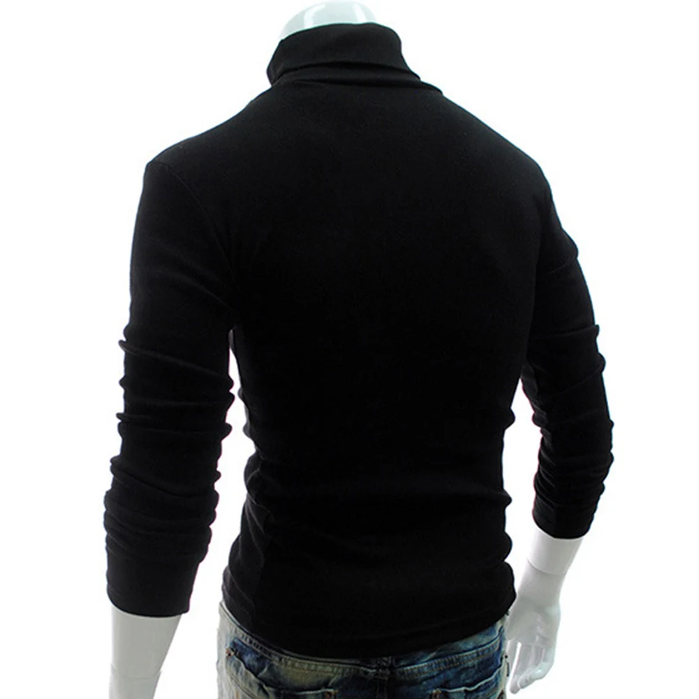 Зимние мужские модные свитера и пуловеры, мужской брендовый свитер, мужская верхняя одежда, джемпер, вязаный свитер с высоким воротником - Цвет: Черный