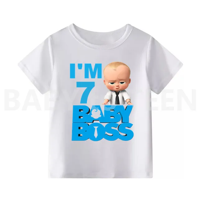 2019 Baby Boss Birthday Number 1-10 Cartoon T-shirt Boys Girls Funny T Shirt Children Summer Tops Kids Clothes G