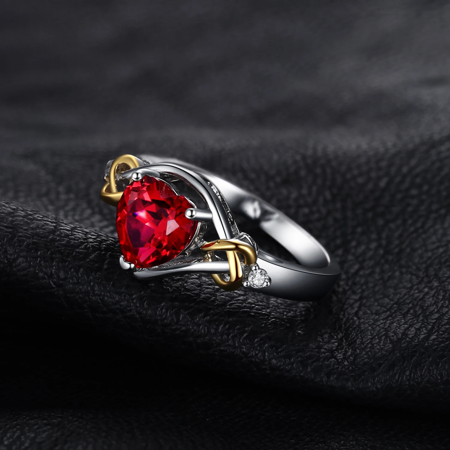 JewelryPalace Любовь Узел Сердце 2.5ct Создано Красный Рубин Годовщина Обещание Кольцо